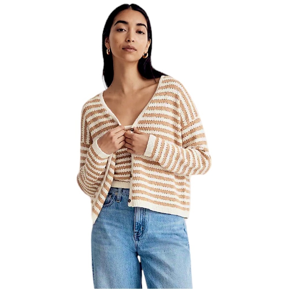 Madewell Open-Stitch Cardigan Sweater in Stripe